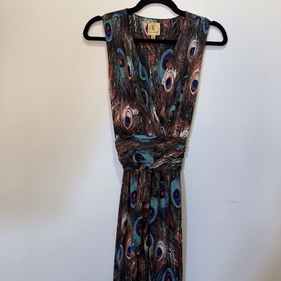 Kasper‎ Womens Sleeveless Maxi Dress Sz Small Peacock Tie Waist Stretch Wedding - Picture 12 of 16